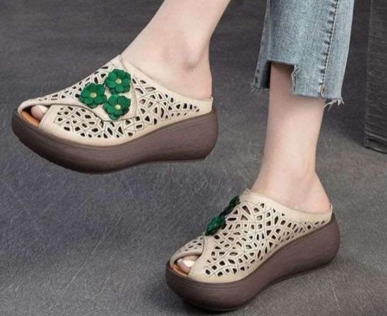 Сабо цвет шоколад и черные на платформе