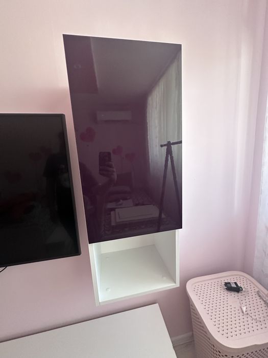 Секция / Мебели за дневна, бял/лилав, предна част MDF