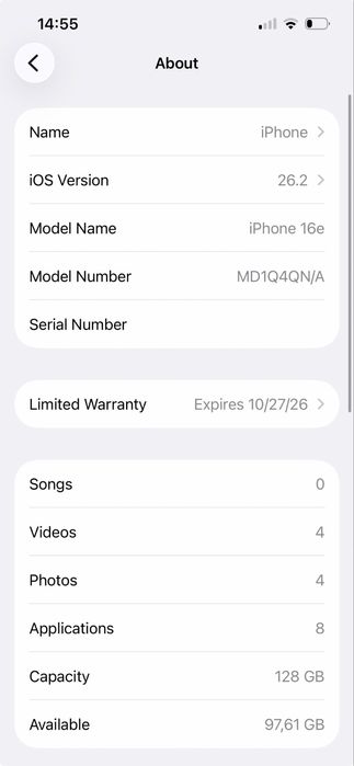 iPhone 16e Black 128GB