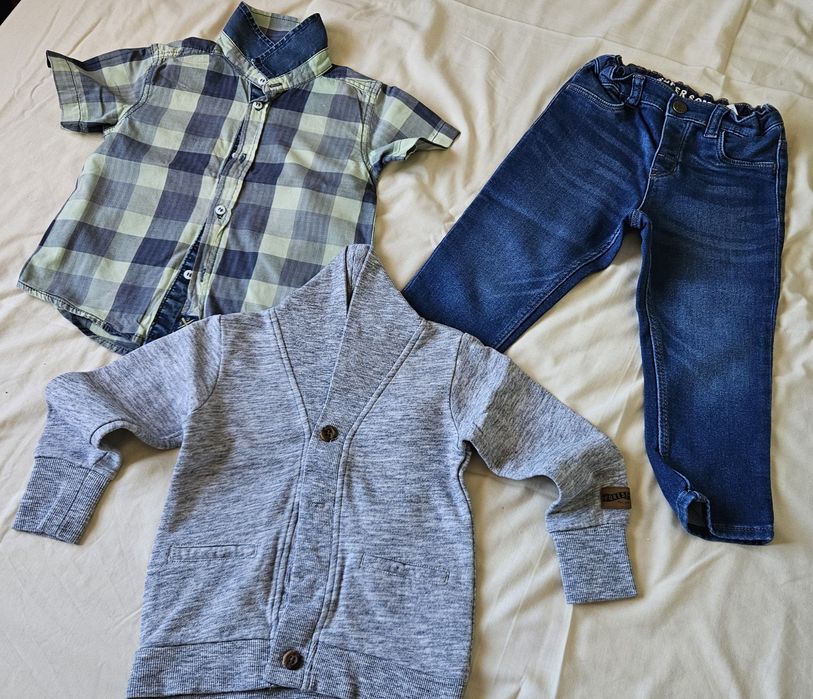 Blugi + cardigan + camasa baietel