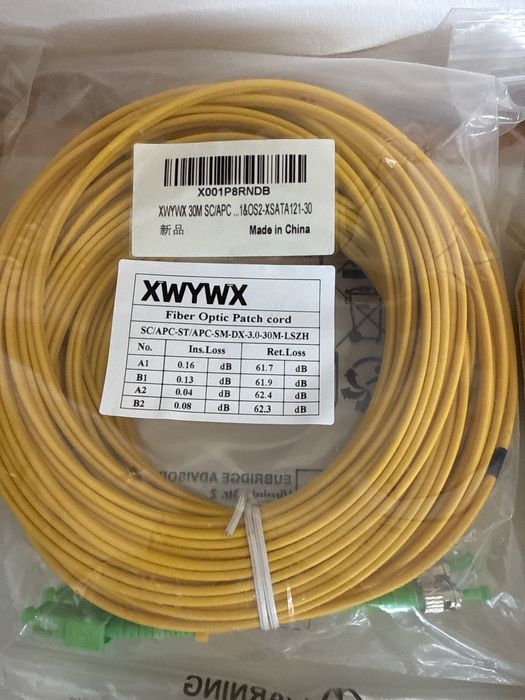 Cablu Patch Fibra Optica 30m XWYWX SM SX/DX LSZH 3.0mm / SC ST LC FC