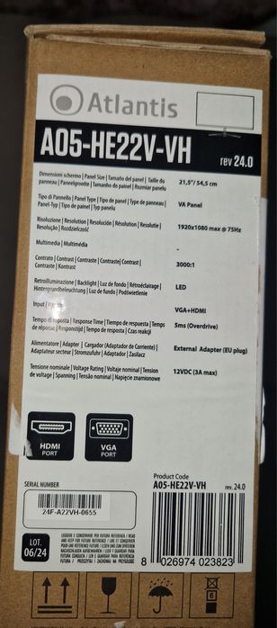Sigilat !Monitor Atlantis 22"  ( 21,5"/54.5cm )
