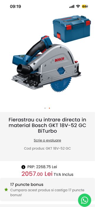 Fierastrau circular Bosch GKT 18v-52