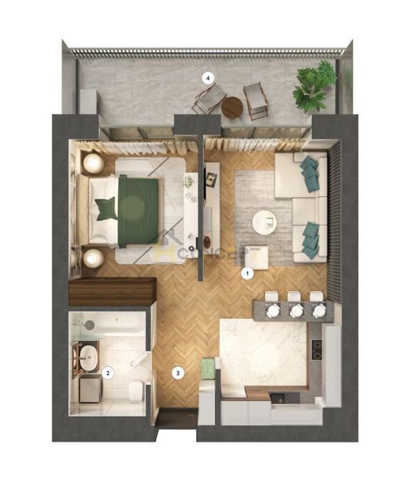 Apartament cu 2 camere, Zona de Nord, acces facil A3, pret promotional — fotografia 3