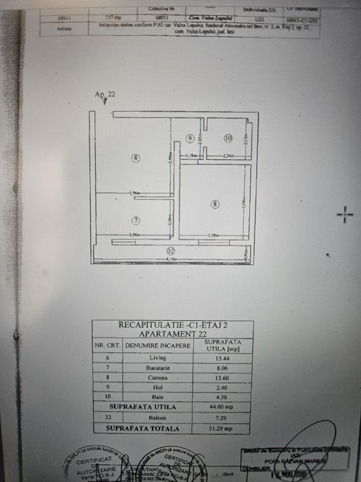 51 mp Ap 2 camere+balcon+loc parcare INTABULAT