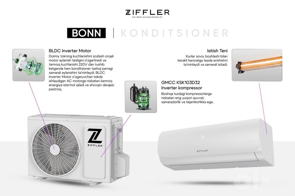 Кондиционер Ziffler 12 Invertor GMCC Toshiba DC Invertor