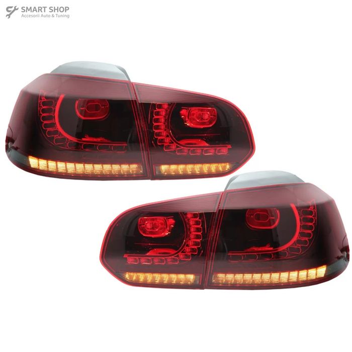 Stopuri Full LED VW Golf 6 VI (2008-2013) R20 Design Rosu Fumuriu cu S