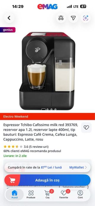 Vând espressor cafea Tchibo în stare perfectă .