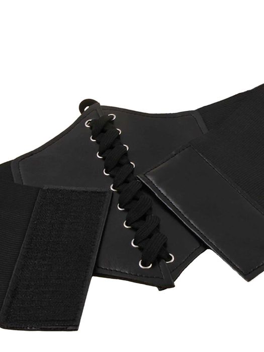 Curea lata, elastica tip centura cu siret, neagra