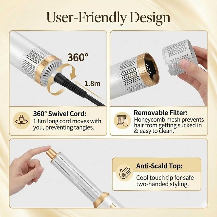 Комплект за стилизиране на коса Airbrush Magic 5 в 1, сешоар и преса