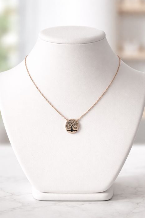 Lantisor "copacul vietii" rose placat cu argint,