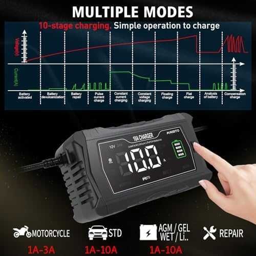 Нов Смарт зарядно 10A 12V/24V ремонт режим дисплей за акумулатори кола