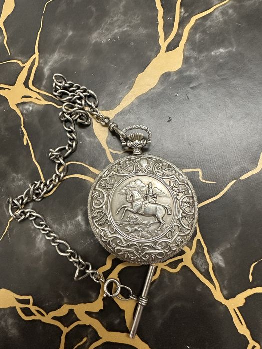 Ceas de buzunar Franklin Mint „Silver Hunter” (1982) – Argint Masiv 925, Mecanic, Perfect Funcțional
