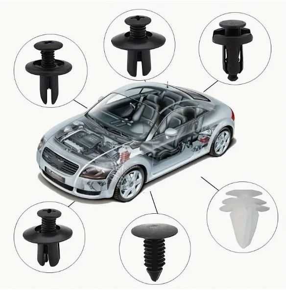 6 вида автомобилни универсални пластмасови закопчалки/щипки, 100бр.