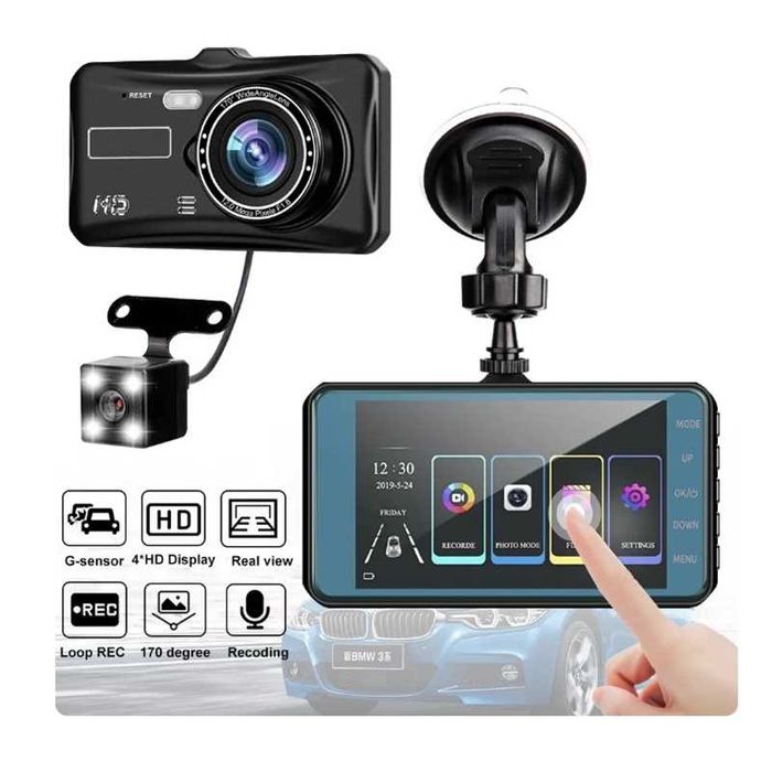 Автомобилен регистратор в комплект с камера за задно виждане