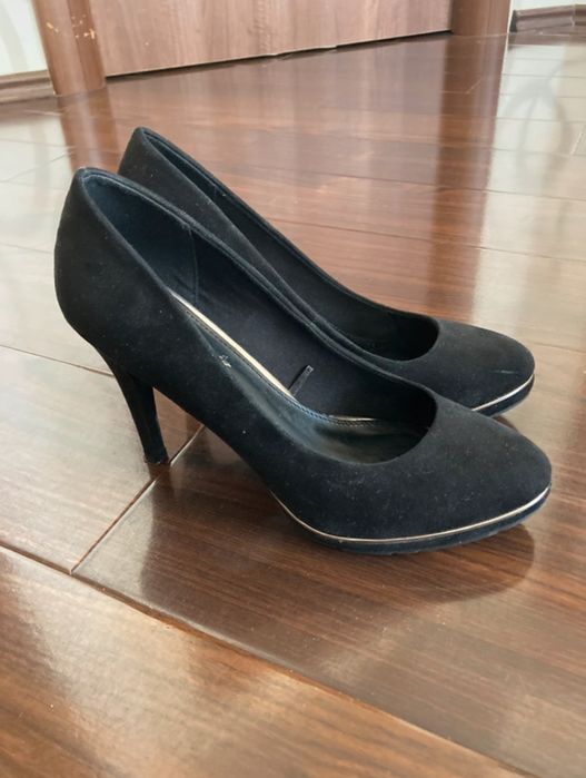 Pantofi cu toc 10 cm negrii