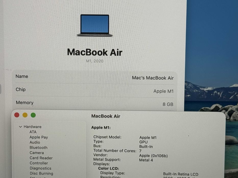 MacBook Air M1 SPG`8 CPU/7 GPU/8GB RAM/256GB SSD/Бат 97%