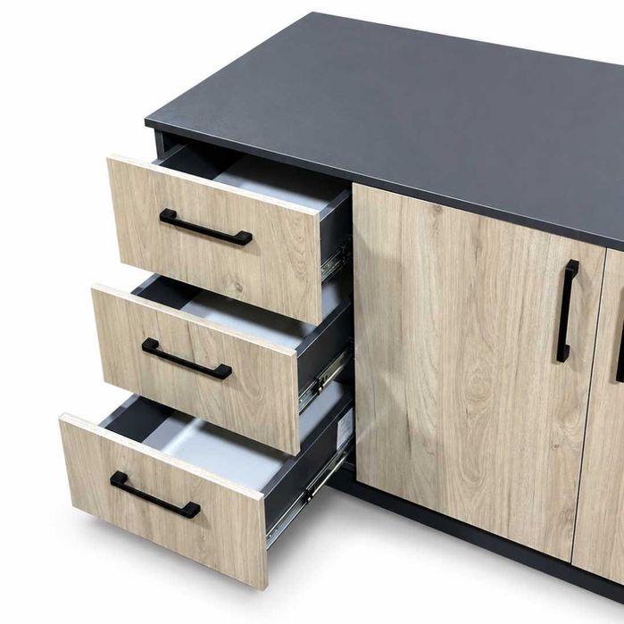 Офисная тумба ERGO Loft Oak с ящиками и дверцами