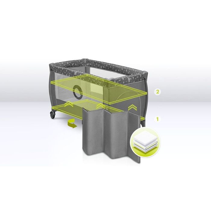 Patut pliabil Lionelo Stefi PLUS 2 in 1. 120x60, 0-36 luni / 15kg