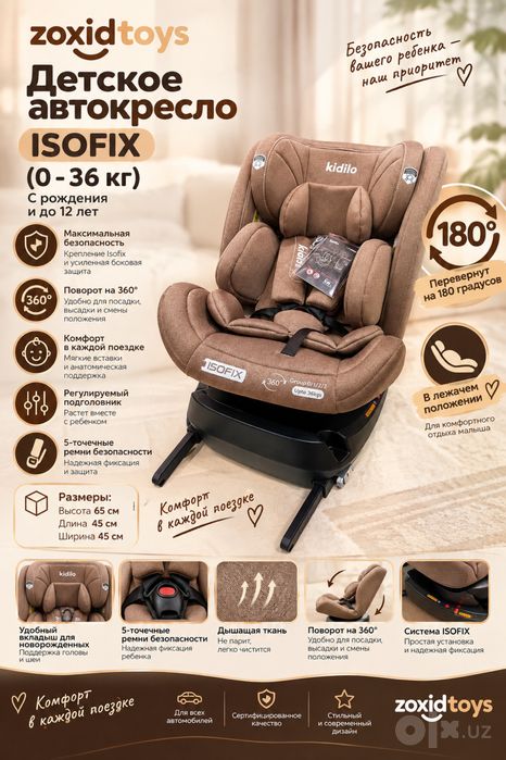 Автокресло ISOFIX 0-36кг KIDILO