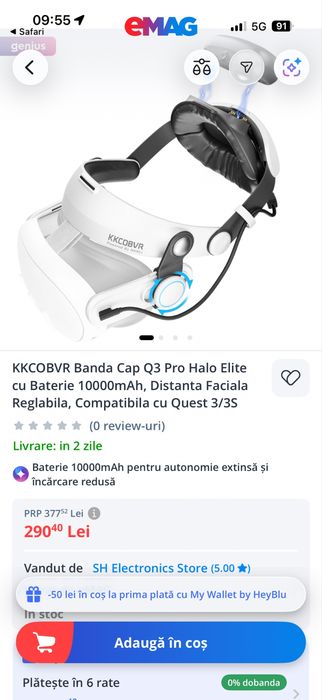 Banda cap halo cu acumulatori ochelari VR Metaquest cu 3 / 3S • NOI / SIGILATE •