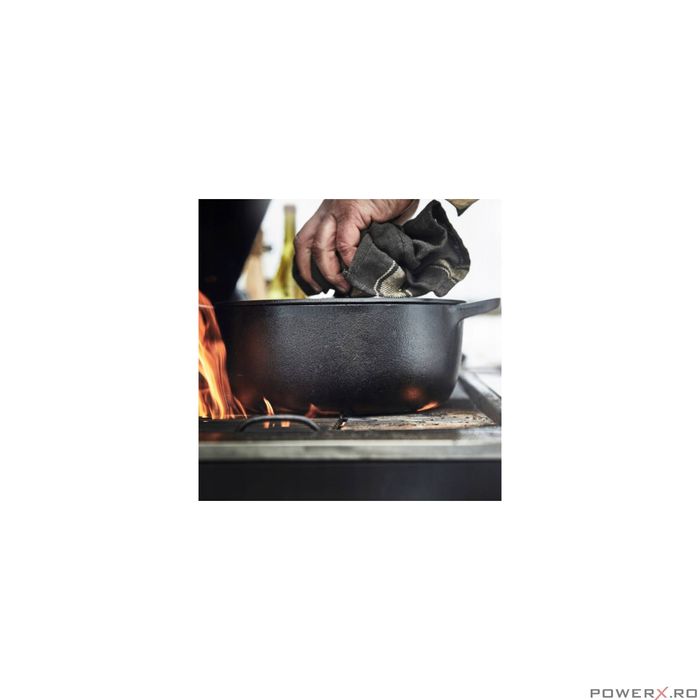 Oala fonta 6.2litri, 33cm cratita cu capac, negru, KingHoff