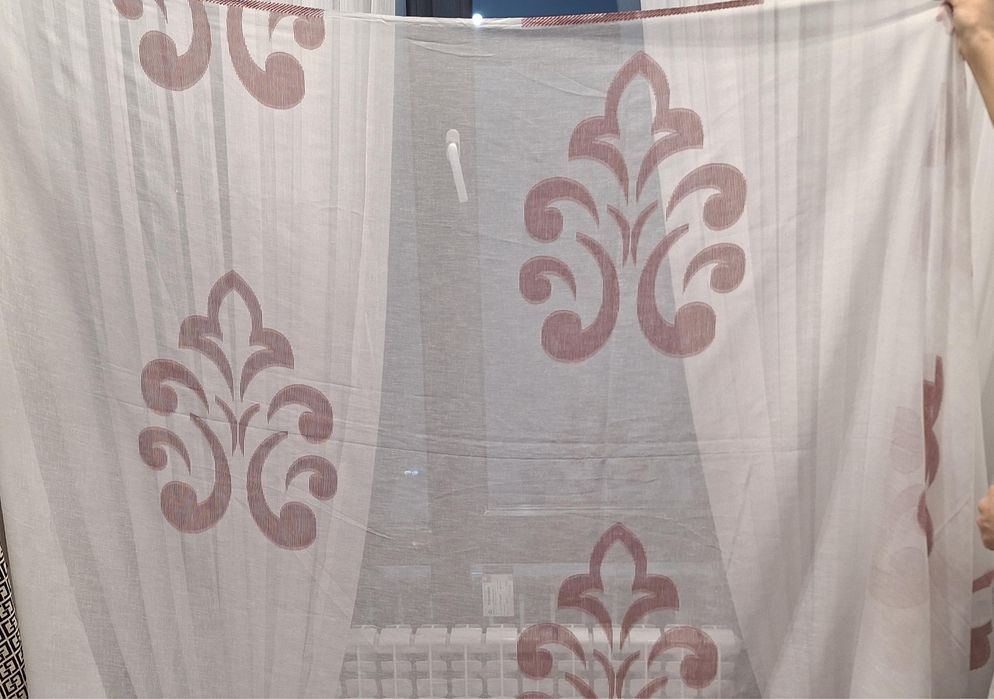 Продается тюль из льна с красивым орнаментом