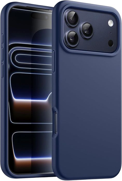 Матов силиконов кейс за apple iphone 17 pro max - тъмно син