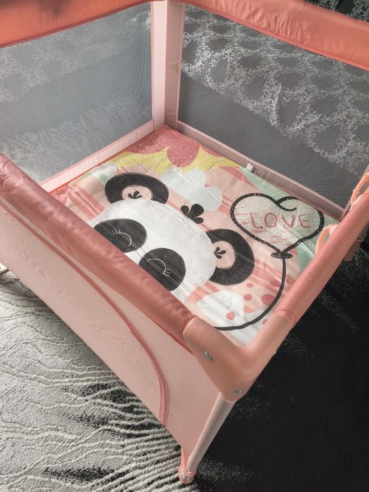 Детска сгъваема кошара за игра KikkaBoo Enjoy Pink Panda