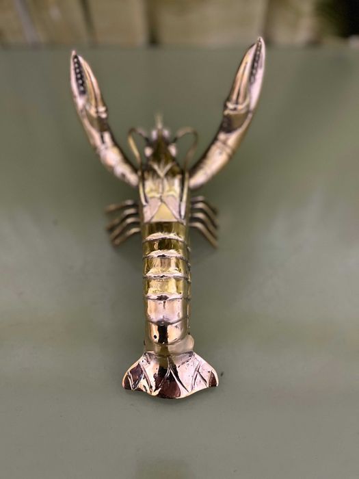 Склуптура,декорация на омар от полиран бронз(XL)