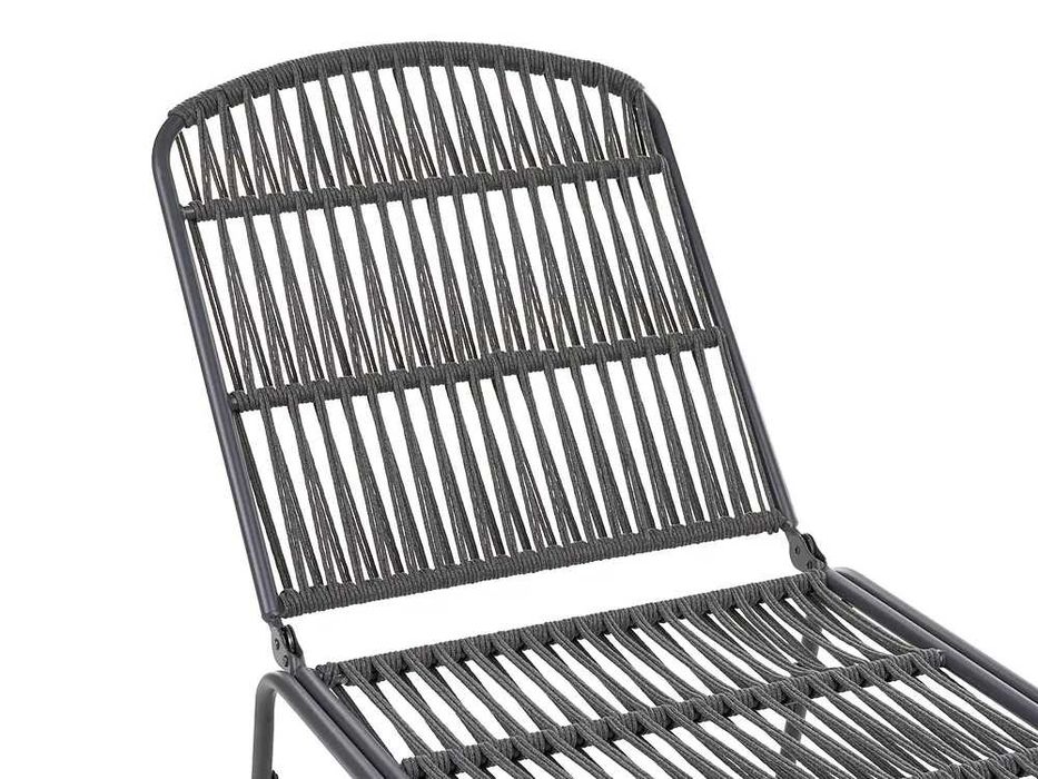 Sezlong de gradina Beliani SEZZE, metal, gri inchis, perna inclusa, spatar reglabil, 201 x 75 cm