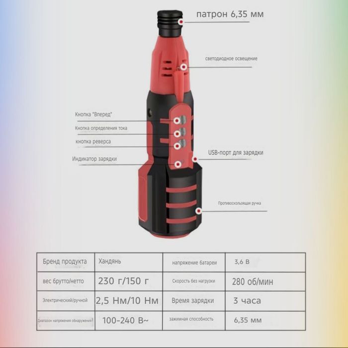 Аккумуляторная электроотвёртка электрика