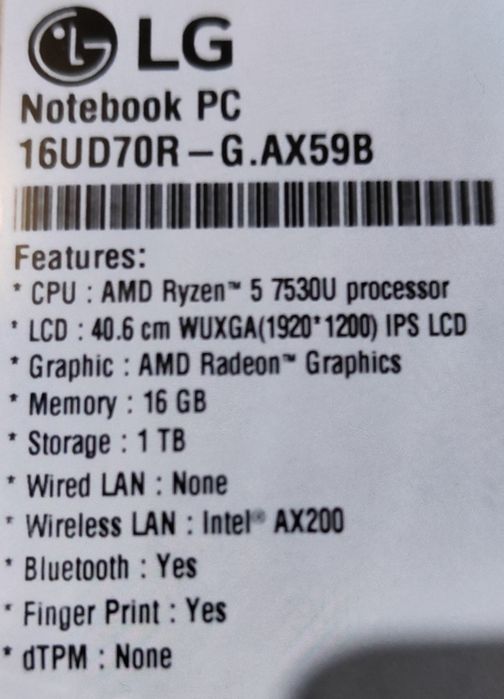 Notebook LG 16UD70R-G nou nout