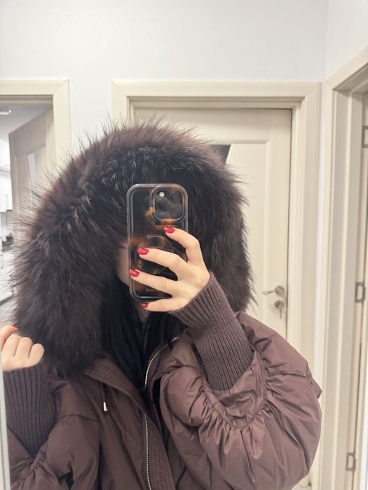 Geca din puf si blana natura de raton