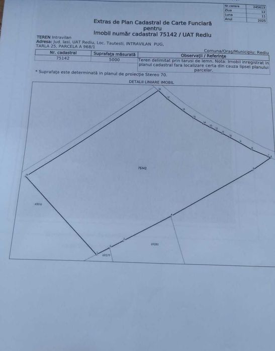 Vând teren Tăutești, Rediu: 10.000 mp extravilan + 5.000 mp intravilan