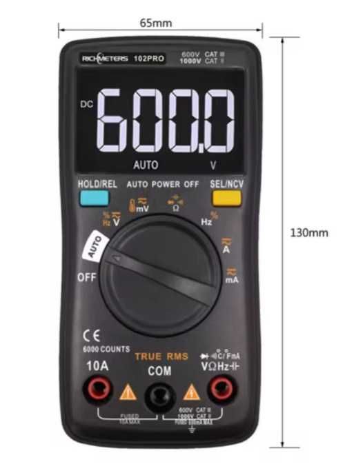 multimeter мултиметър - 6000 отчета, подсветка, AC/DC амперметър и др