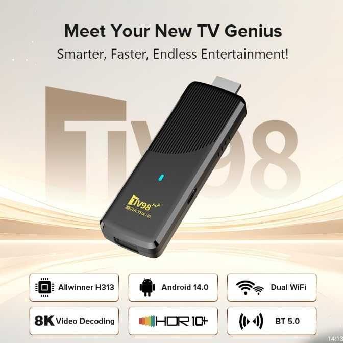 Нов на Български TV98 Android TV 14 Ultra HD 4K 8K 2GB RAM 16GB ROM 5G