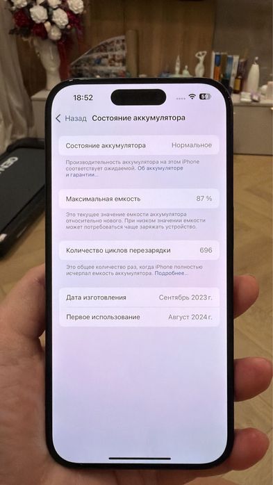 15 pro, 1 Т память, батарея 87%