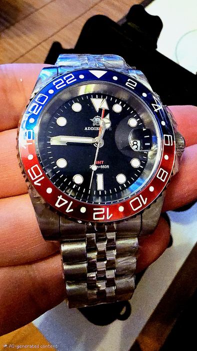 Addiesdive A2050,Rolex GMT Master II Pepsi хомаж, швейцарски кварц