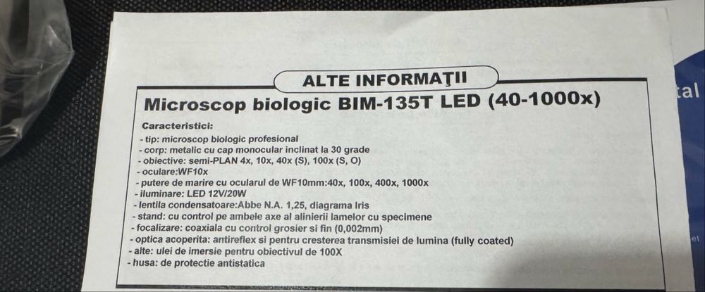 Microscop Biologic BTC BIM135T-LED + Cameră Digitală Sony IMX335