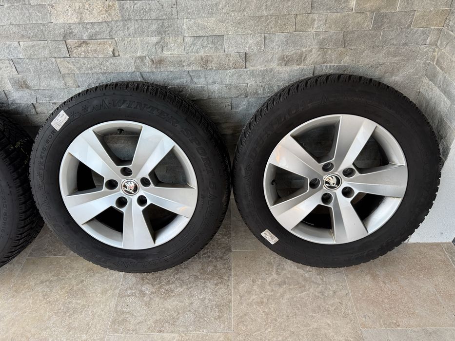 Jante aliaj 16” Skoda,anvelope iarna 215 60 16 Dunlop