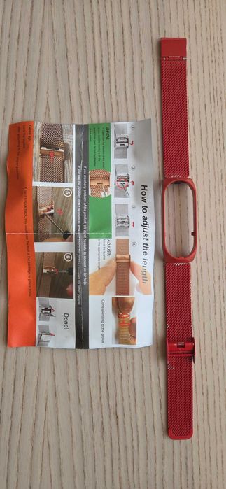 Металлическа гривна от неръждаема стомана за Xiaomi Mi Band 5 (червен цвят)