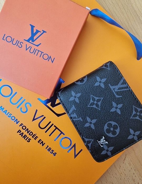 Portofele barbati LV,cutie inclusa,logo metalic argintiu