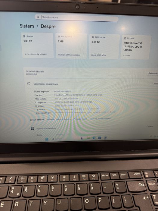 Laptop Lenovo ThinkPad E15, Intel Core i5-10210U, 8GB DDR4, HDD 1TB + SSD 256GB , AMD Radeon RX 640