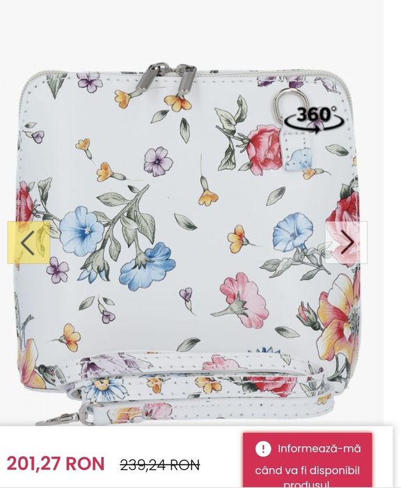 Geantă din Piele Naturală Genuine Leather Alb