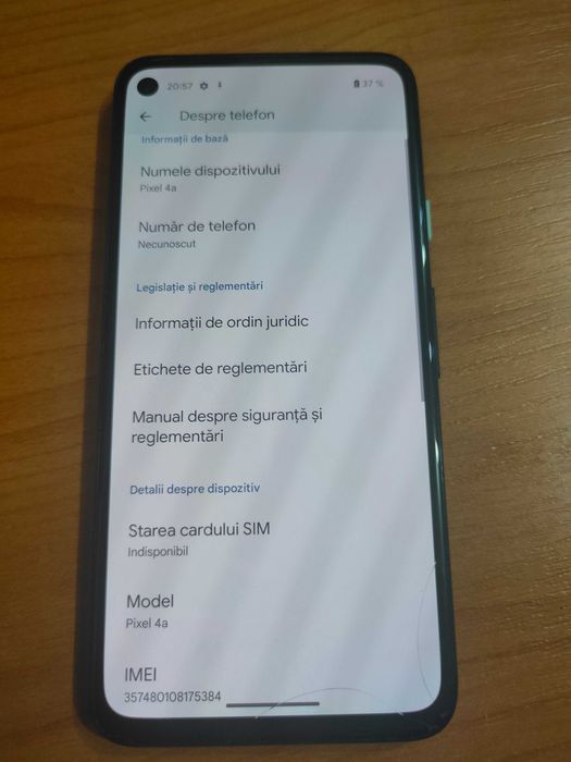 Google pixel 4a display fisurat/crapat