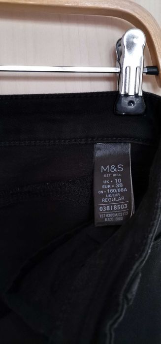 Blugi jeans elastici dama M&S Straight leg negri marime 38 uk10 ca noi