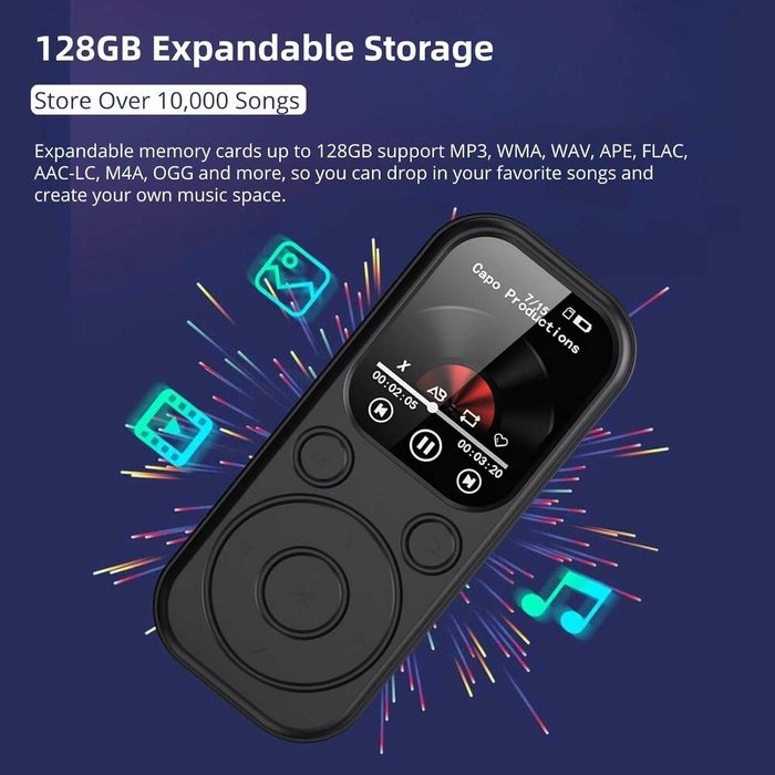 Нов MP3 Плеър (Модел 2025) с Bluetooth 5.4 – 2.01" IPS Екран, до 128GB