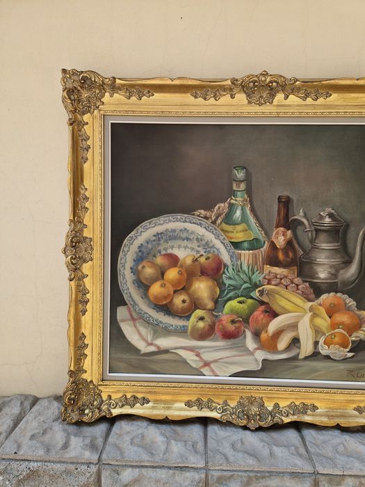 Превъзходна антикварна белгийска авторска картина масло върху платно