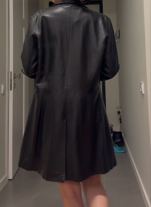 винтажный кожанный плащ